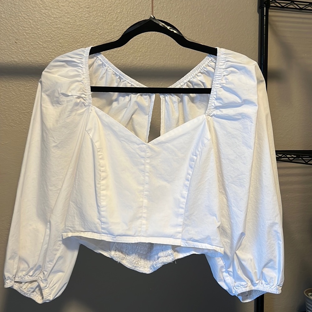 Bella Mae White Cropped Shirt - Large